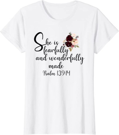 Christian t-shirt with a Bible verse for women
